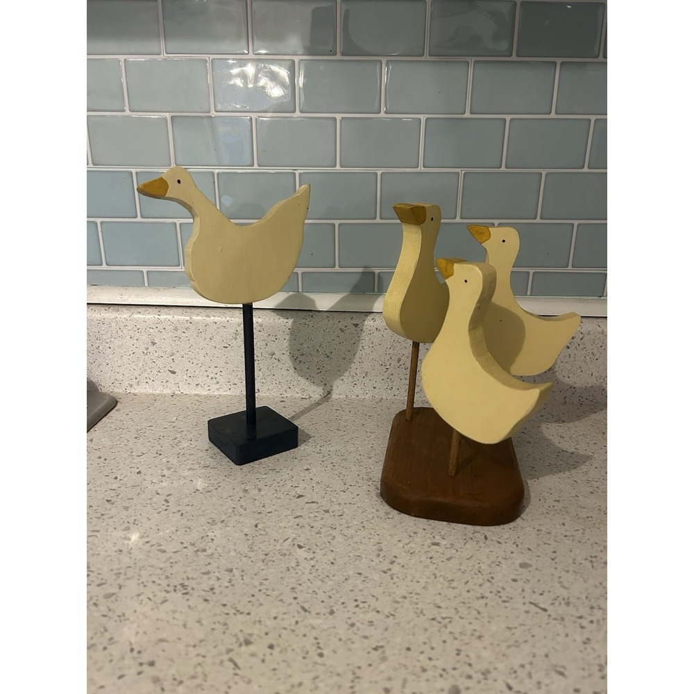 Wooden Goose On Stand Country Cottage Core Decor Shelf Display Farm Figurine 90s
